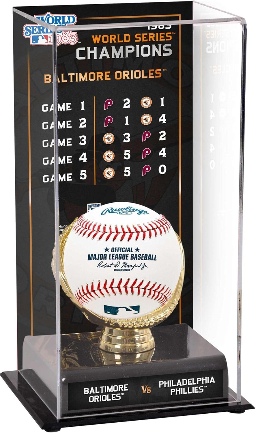 Baltimore Orioles 1983 World Series Champions Sublimated Display Case with Series Listing Image - Baseball Free Standing Display Cases ''Case Only''
