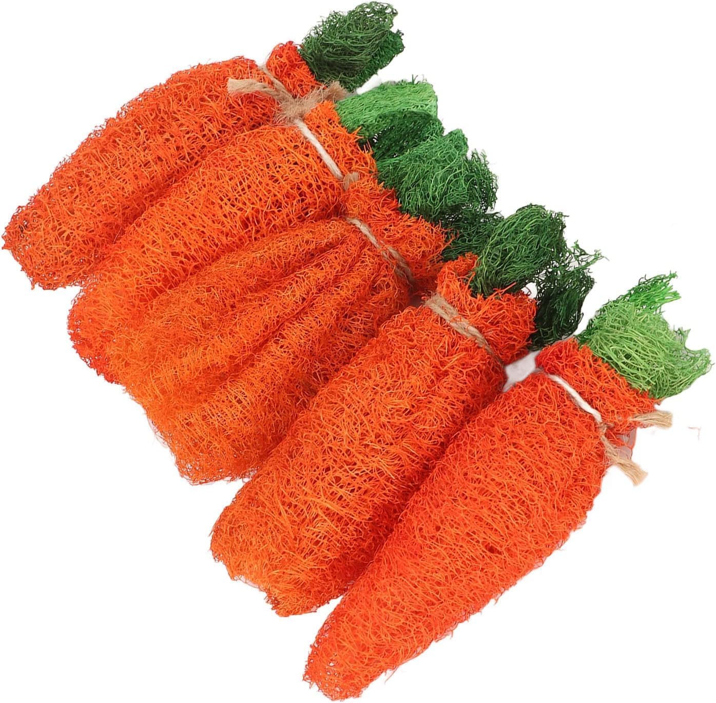 Rabbit Loofah Carrot Toys, Health Wood Grass Ball String Loofah Carrot Toys Bunny Chew Teeth Rabbit Hamster Chew Toys for Chinchillas Guinea Pigs Hamsters (L)