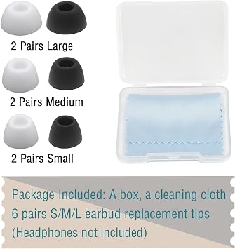 交換用イヤホンチップ シリコンGalaxy Buds 2 Proイヤーチップ Samsung Galaxy Buds 2 Proイヤーチップ対応 ヘッドホンラバーチップ イヤホンキャップ 6ペア S/M/L ブラック+ホワイト