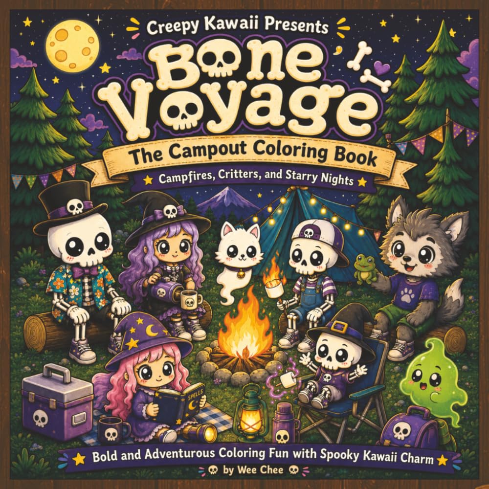 Creepy Kawaii Presents: Bone Voyage: The Campout Coloring Book: Campfires, Critters, and Starry Nights