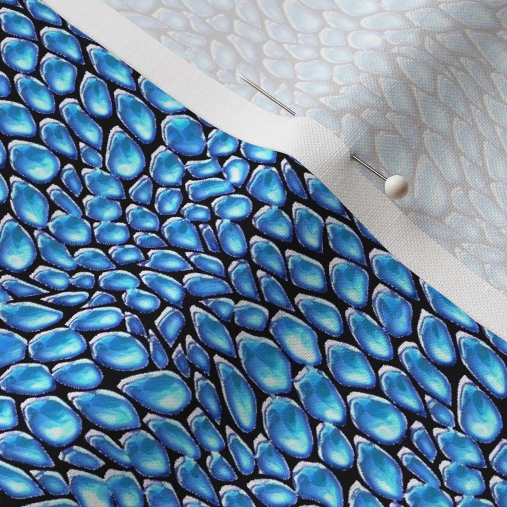 Spoonflower Fabric - Sparkle Blue Ice Dragon Scales Scale Fantasy Costume Mermaid Dragons Printed on Petal Signature Cotton Fabric by The Yard - Sewing Quilting Apparel Crafts Decor