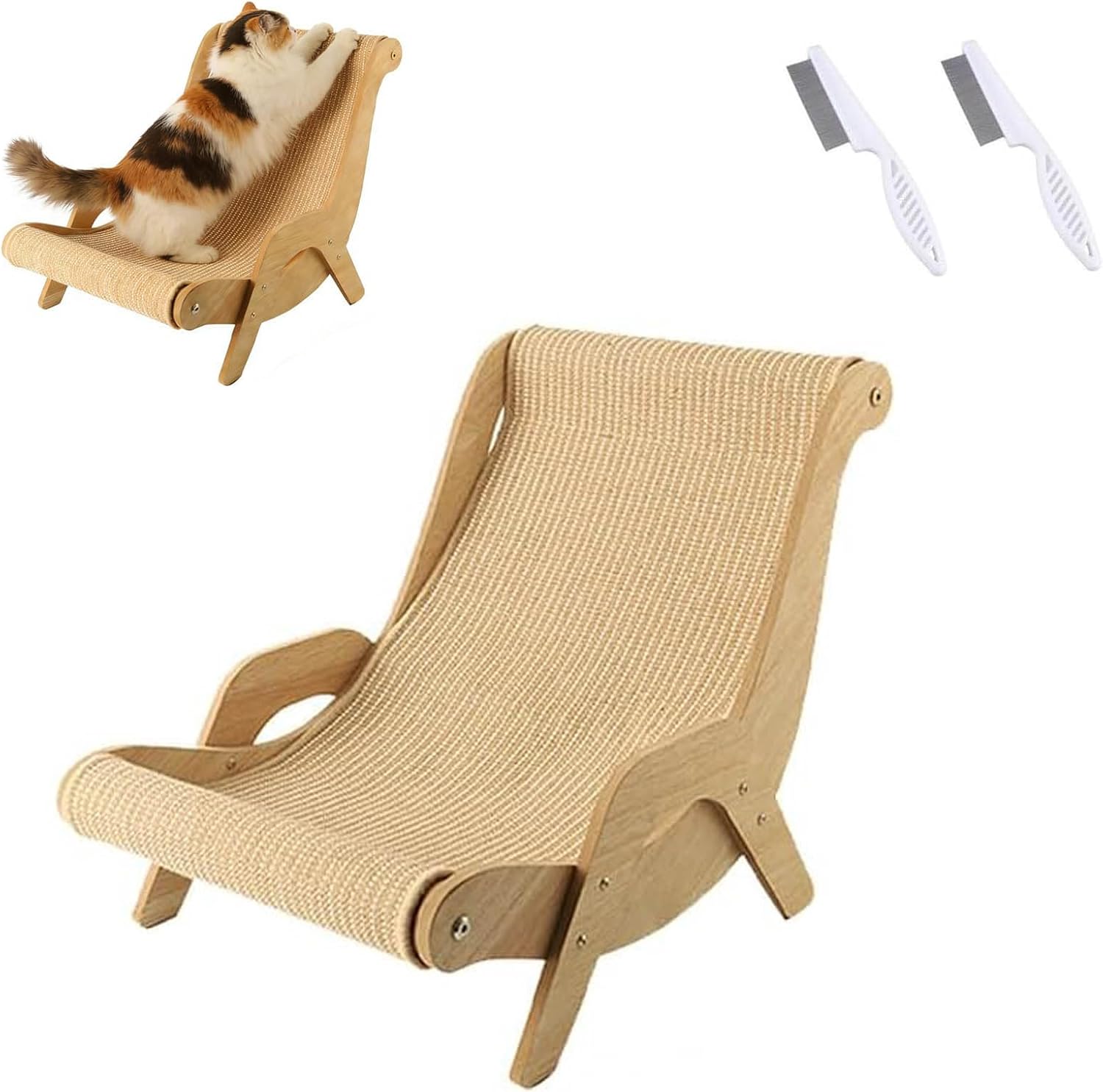 2026 Upgrade Cat Recliner Scraper Board, 23.6" Large 2 in 1 Cat Scratch Board, Anti-Scratch Cat Sisal Chair for Indoor Cats Hammock, Wear-Resistant Scratching Pad Lounges (A, Large for Within 33IB)