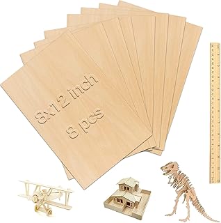 Basswood Sheets,8 Pieces 12x8 inch Plywood Sheets, Unfinished balsa Wood Sheets DIY Crafts ,for Cricut Maker, Architecture...