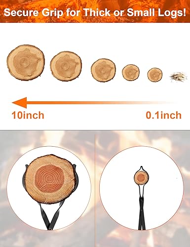 Miniatura 5 de VODA Juego de pinzas para póquer de fuego y chimenea, póker de 31 pulgadas con función de soplado, pinzas de leña de 24 pulgadas, 2 piezas