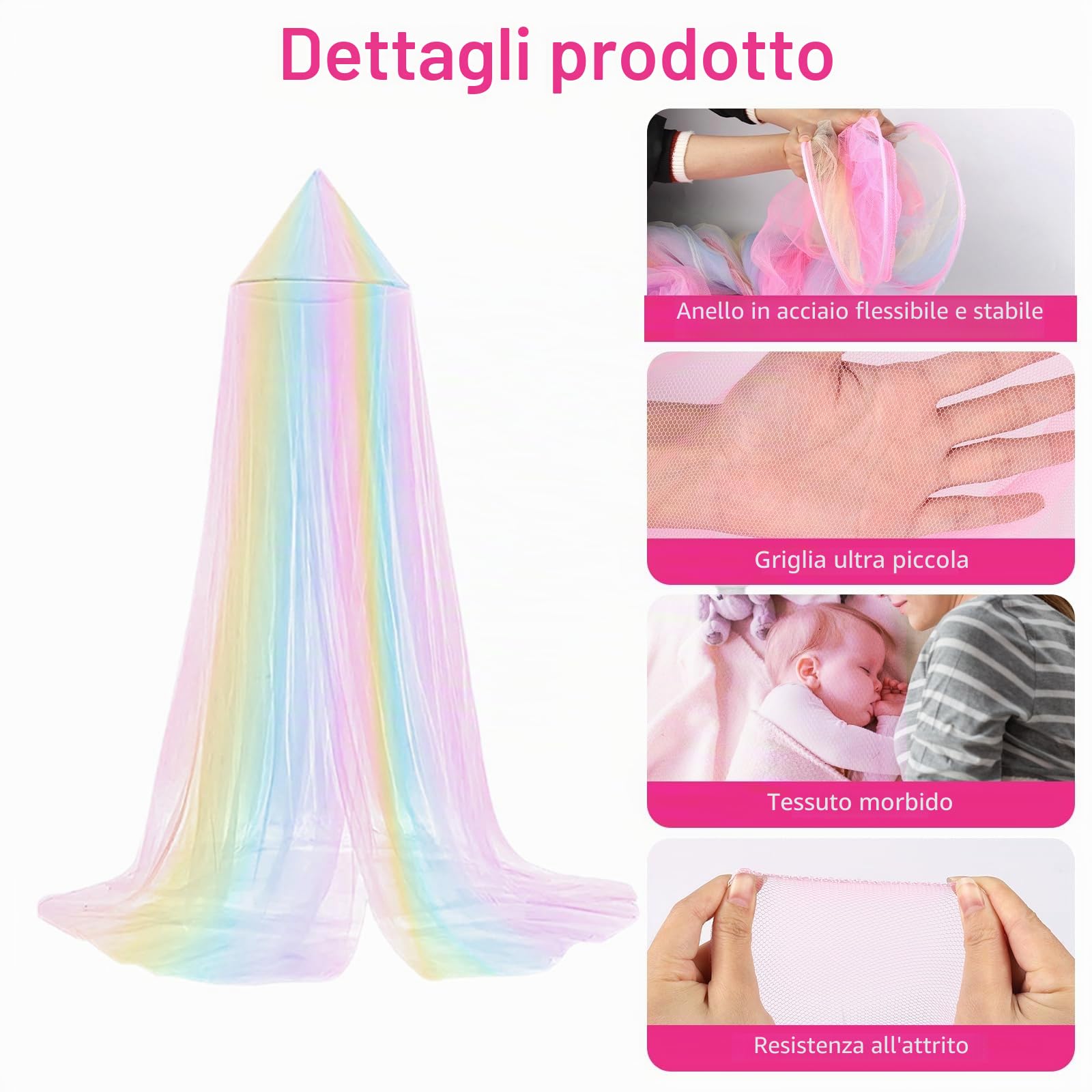 Baldacchino per Letto Bambina, Diealles Shine Baldacchino per Letto Bambina, Cupola Zanzariera Letto Matrimoniale, Mesh Zanzariera Da Viaggio Interni Ed Esterni, WZ01-CS