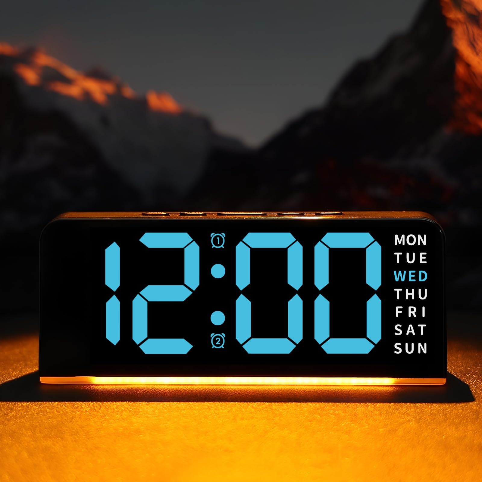 Amandir Digital Alarm Clocks Bedside, Large LED Temperature Date Display, 3 Levels Adjustable Brightness Dimmer, Alarm Clock with USB Port to Use, Dual Alarms,Loud Alarm Clock for Heavy Sleepers