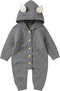 Camisolas para meninos Meninos Meninas Suéter de tricô sólido e quente Macacão de bebê com capuz macacão com