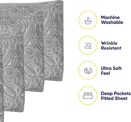 Miniatura 3 de Colección Supreme - Juego de sábanas de tamaño king, 6 piezas, 1500 hilos, de microfibra cepillada fina, con esquinas profundas, 2 fundas de