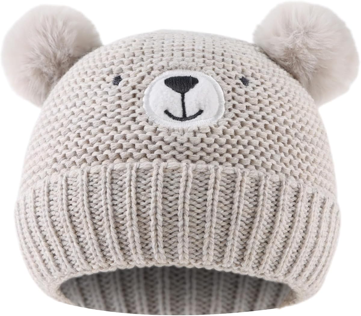 Cute Bear Baby Beanie Pompom Baby Boys Hat Infant Toddler Winter Knitted Beanies for Girls