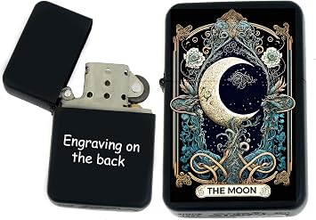 Custom Tarot Card - Major Arcana Cards Available Unique Collectible s Infinity Black Matt Windproof Lighters! The Moon - Christmas, Halloween & Valentines Day Gift