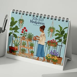 Kaameri Bazaar May 2026 - April 2027 Mindfulness Desk Calendar – Floral & Nature Illustrations – 12 Month Standing Table Planner with Motivational Quotes & Notes Section – Perfect New Year Gift for Office & Home Décor