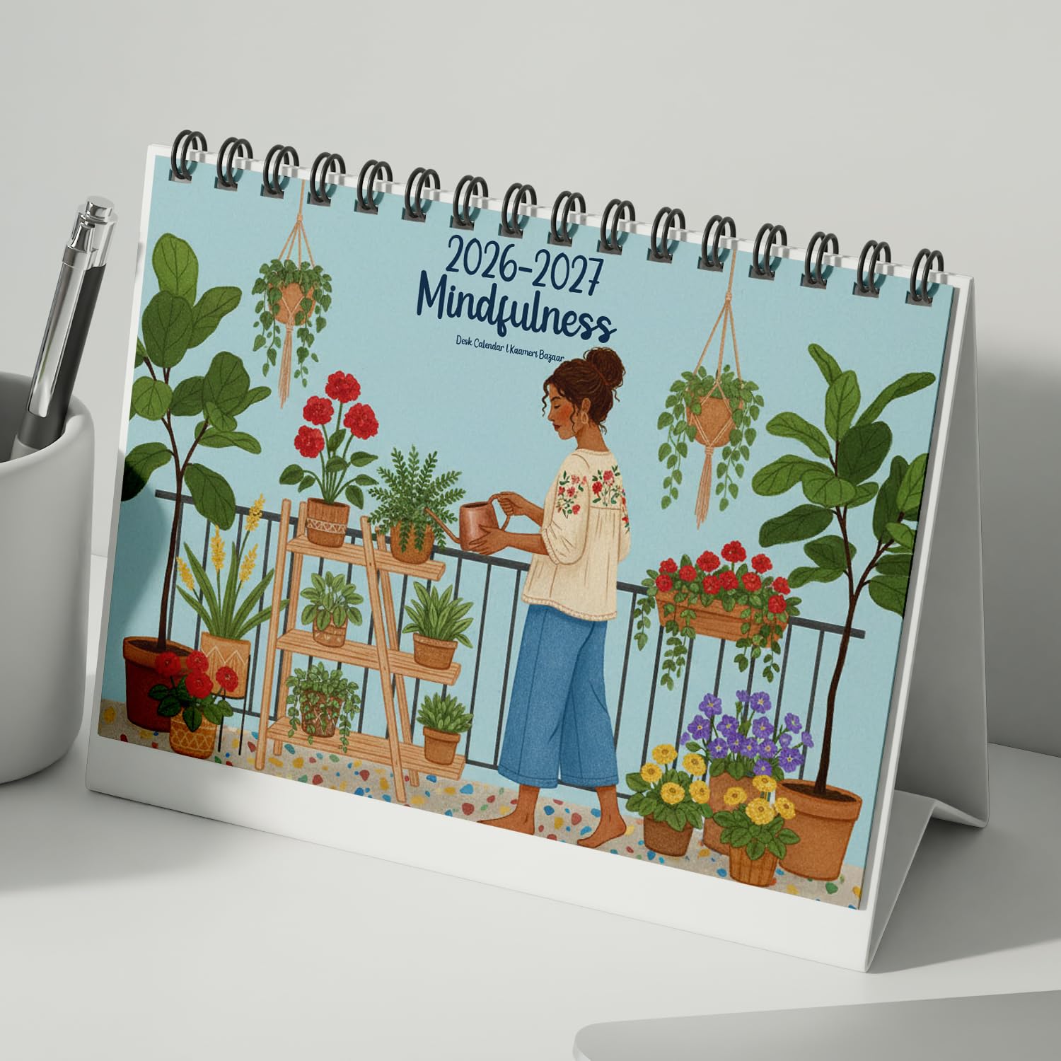 2026 Mindfulness Desk Calendar – Floral & Nature Illustrations – 12 Month Standing Table Planner with Motivational Quotes & Notes Section – Perfect New Year Gift for Office & Home Décor-image-3