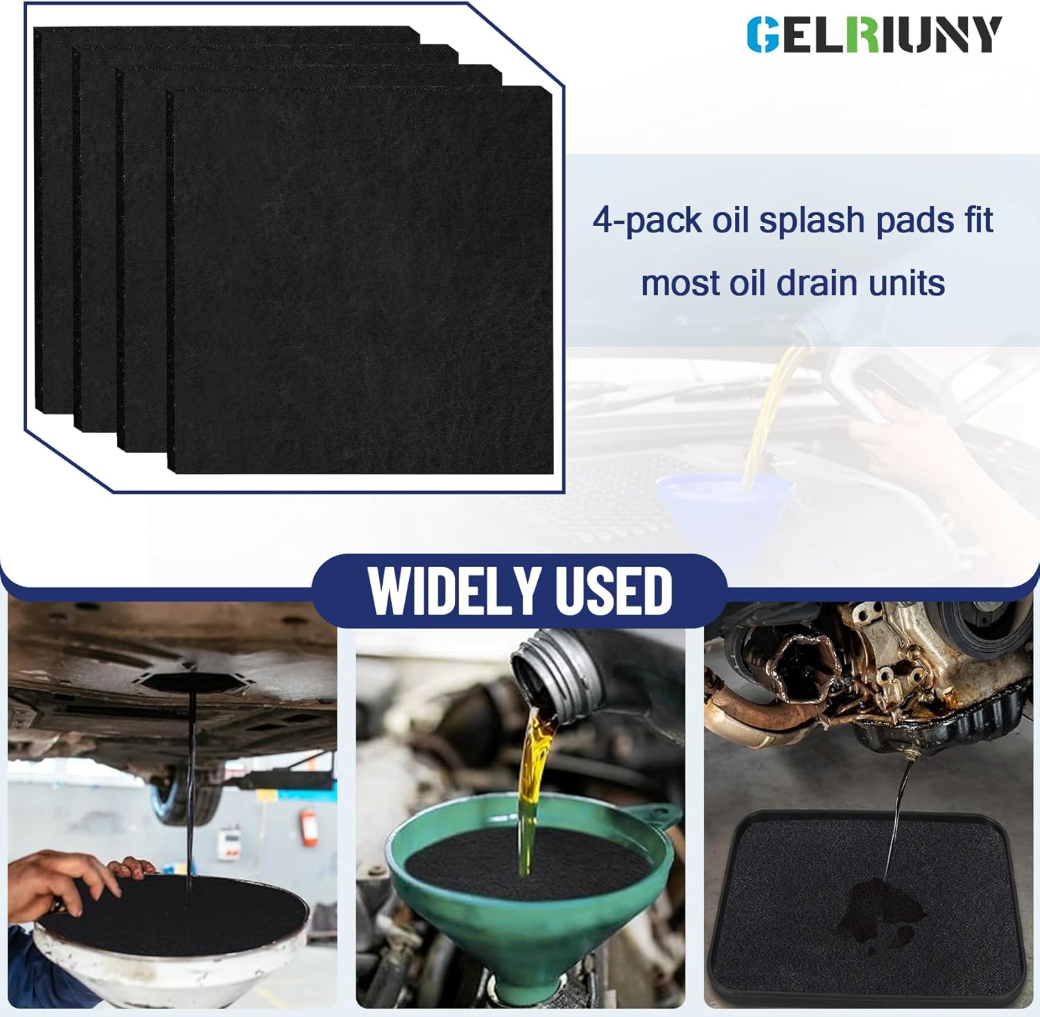 4 Pack 22" Oil Drain Splash Pad, Square Oil Change Mat, Oil Splash Pad for Car Oil Changes & Transmission Drain, Heat-Resistant & Reusable, Ideal for Mechanics & Auto Technicians, Black