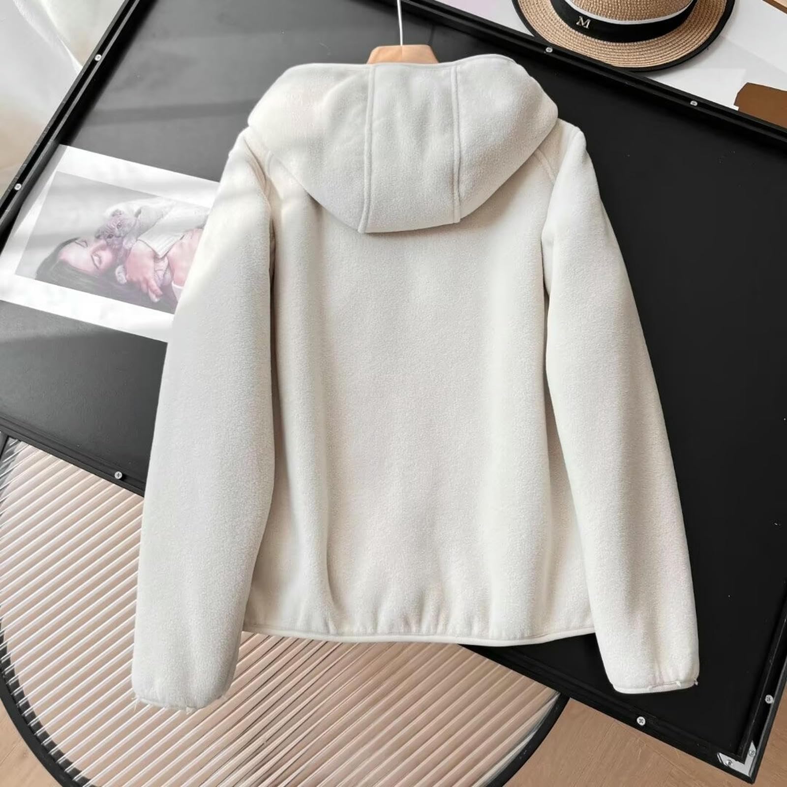 Maglione Dolcevita da Donna Pile con Zip Intera-Bianco Sporco-XL