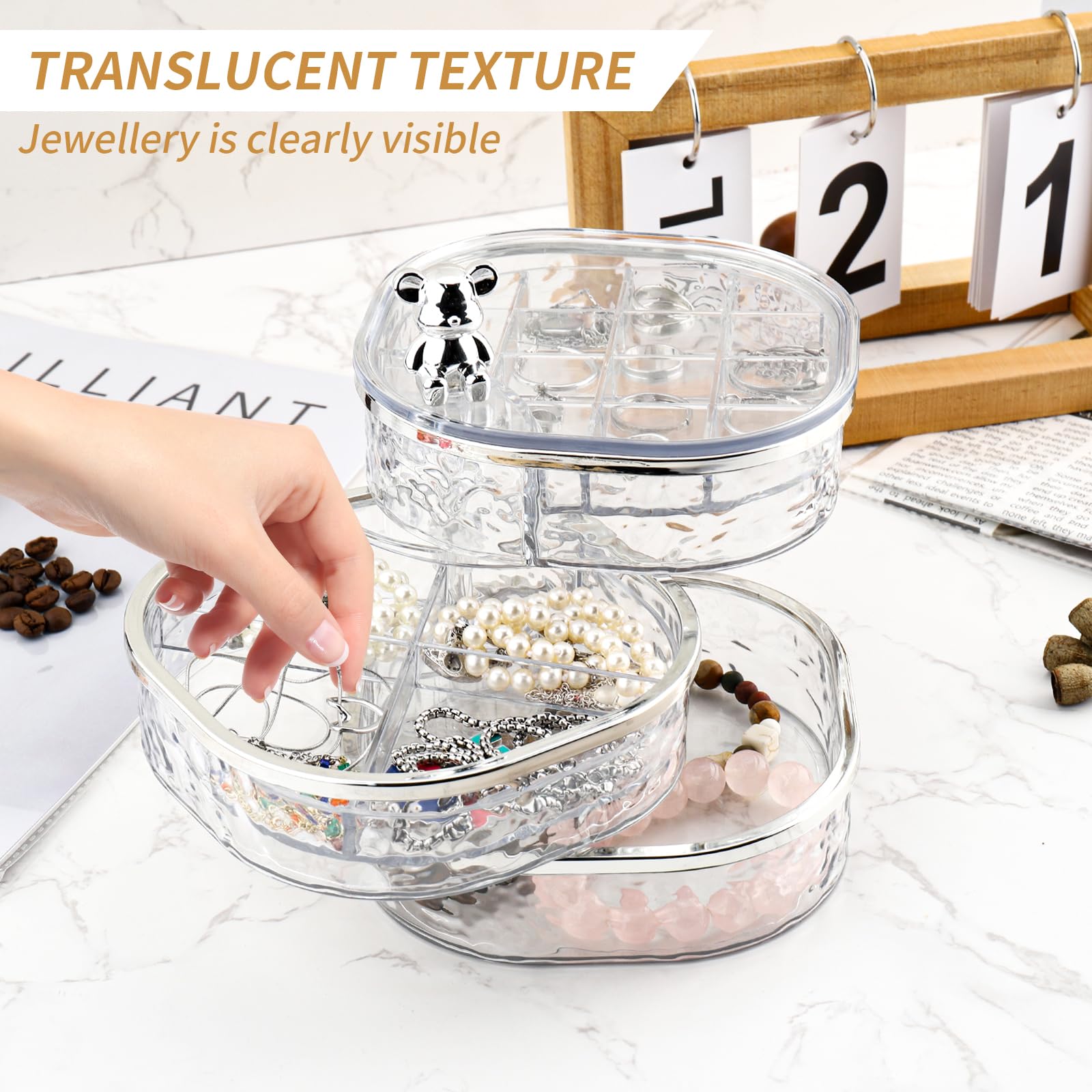 Portagioie Donna Da Camera Portagioie Organizer Portagioie Rotante 5 Strati Trasparente - Organizzatore Gioielli 360° Per Collane, Braccialetti, Anelli Organizer Gioielli Organizer Per Trucchi E Accessori