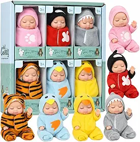 Kit 6 Bonecas Mini Bebe Reborn Realista - 11 cm, Bonequinhas Colecionáveis Sleep Baby (Envio Sortido)