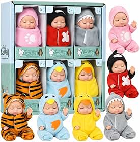 Kit 6 Bonecas Mini Bebe Reborn Realista - 11 cm, Bonequinhas Colecionáveis Sleep Baby (Envio Sortido)