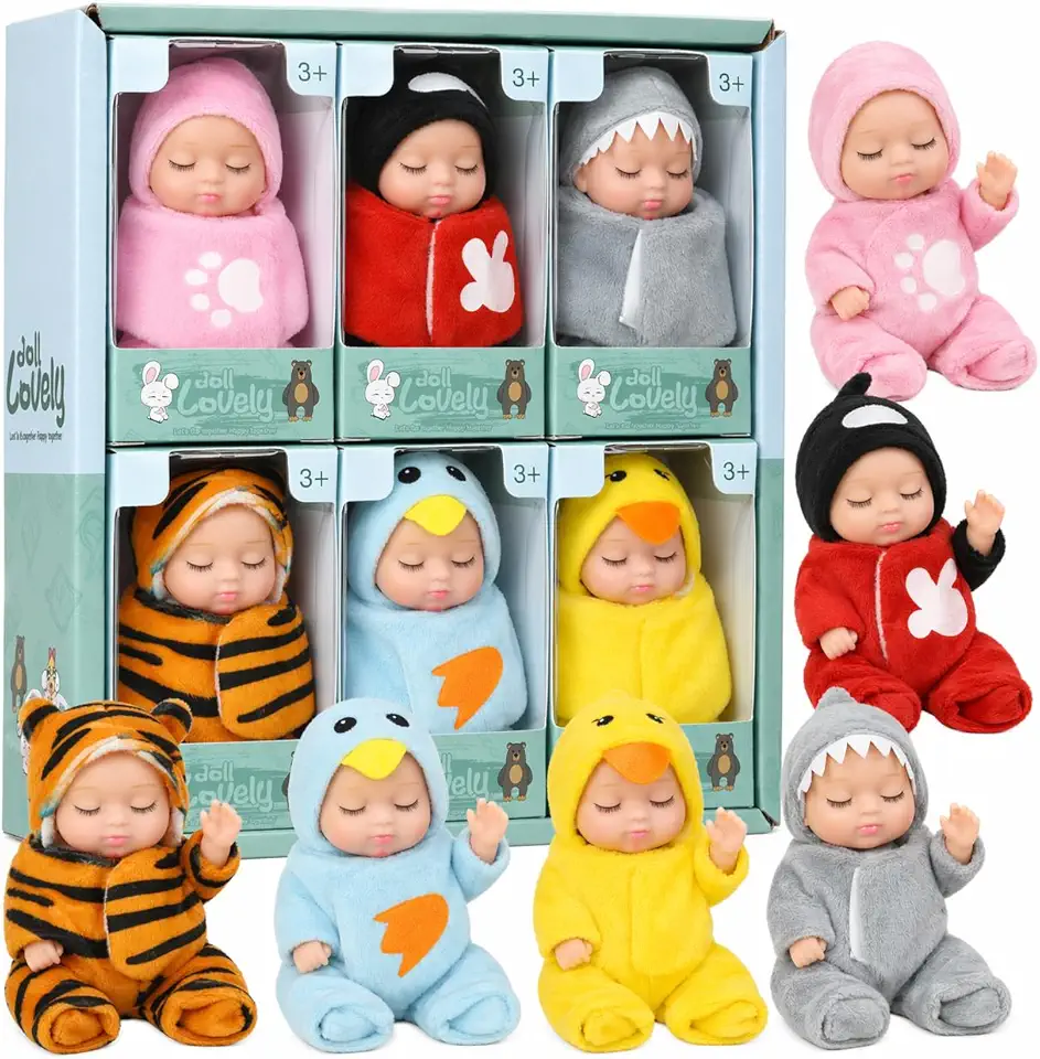 Kit 6 Bonecas Mini Bebe Reborn Realista - 11 cm, Bonequinhas Colecionáveis Sleep Baby (Envio Sortido)