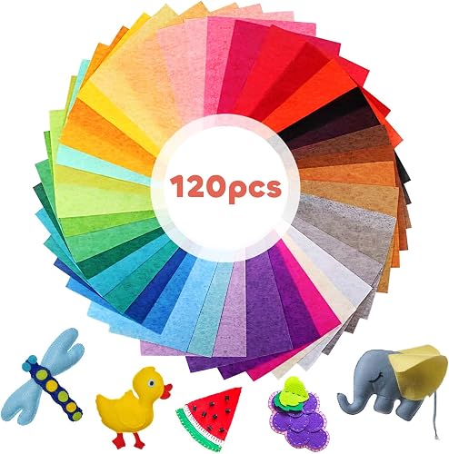 Liubeili Lot de 120 feuilles de tissu en feutre carrées de 30,5 x 20,3 cm pour t