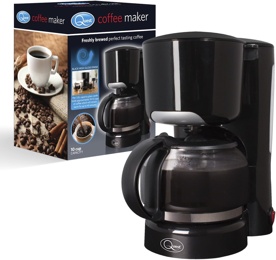 Quest 34100 10 Cup Filter Coffee Maker Anti Drip Feature, 1.25 Litre