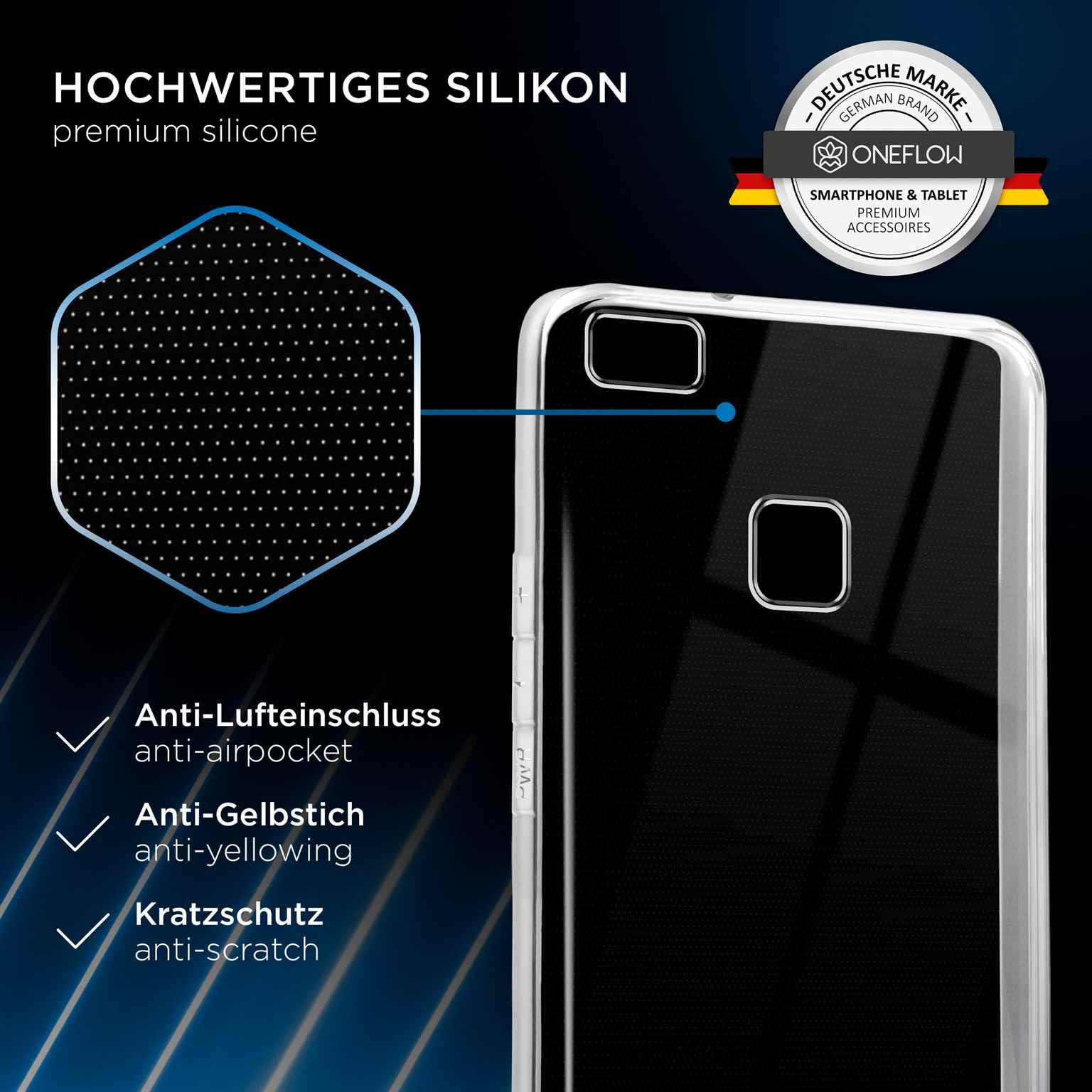OneFlow Custodia Ultra Trasparente Compatibile con Huawei P9 Lite, Custodia per Cellulare in Morbido Silicone, Estremamente Resistente agli Urti ed Elastica, Cristallo - Chiaro