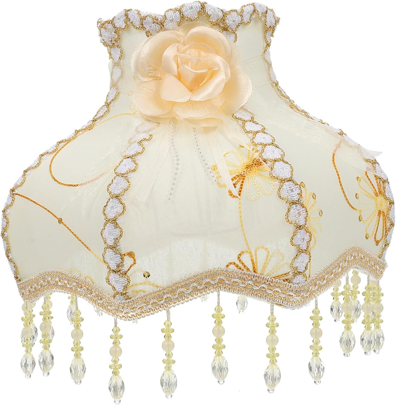Retro Cloth Lamp Shade European Lace Bedside Lampshade Princess Victorian Style Decoration for Home Table Floor Light E27 Base (12.18X12.18X9.04inch, Beige) Thumbnail