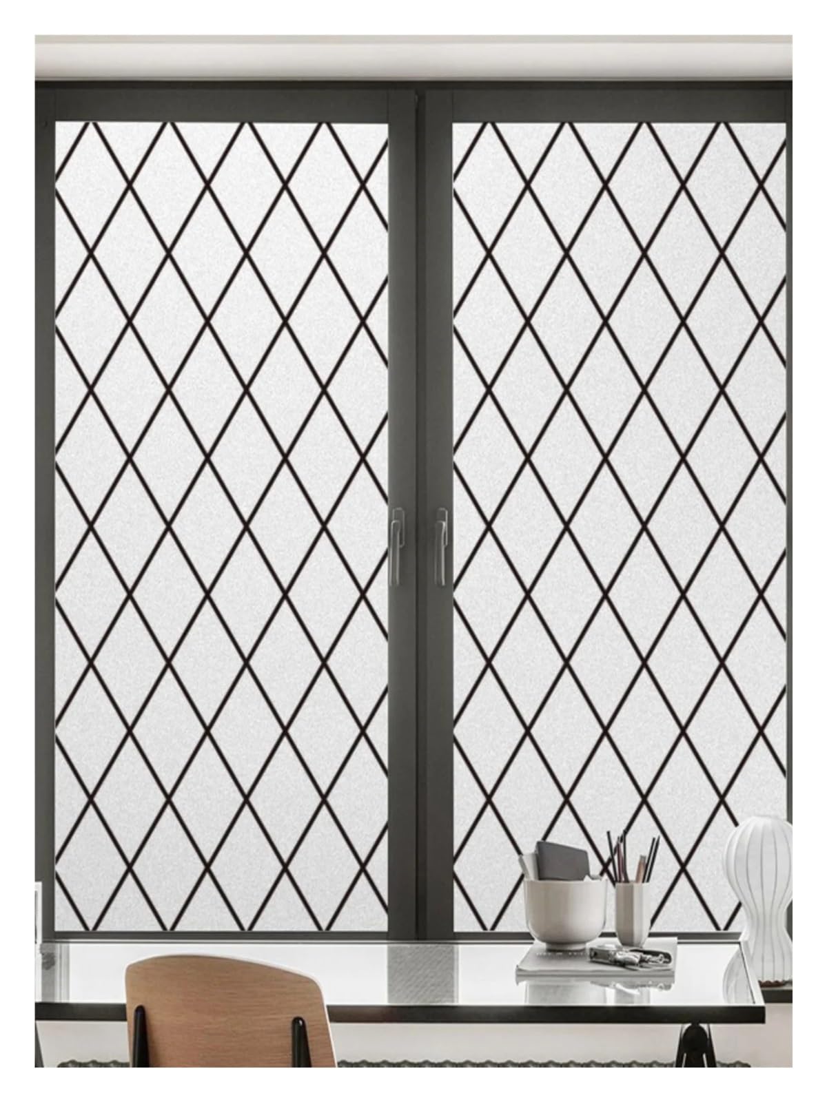 Vitrail Autocollant Fenetre Film de fenêtre givré électrostatique Simple, Lignes géométriques, Teinte de fenêtre, vitrail décoratif, Statique(CH-229-G,50x120cm)