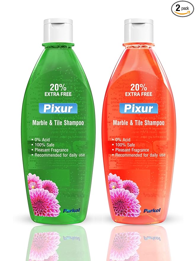 Pixur Marble AND Tile Shampoo Combo Pack Of 2 Pcs x 600ml (Original & Camphor) / Floor Cleaner/Thick Liquid / 0% Hcl Acid/Safe On All Type Floor