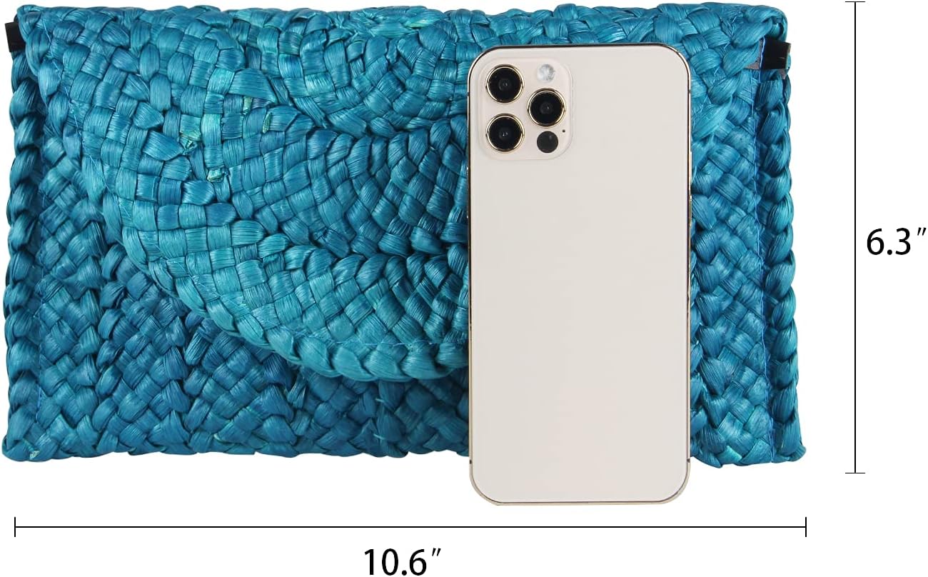 KUANG! Womens Straw Clutch Purse Handbag Shoulder Clutch Envelope Wallet Beach Straw Purse for Ladies - Image 3