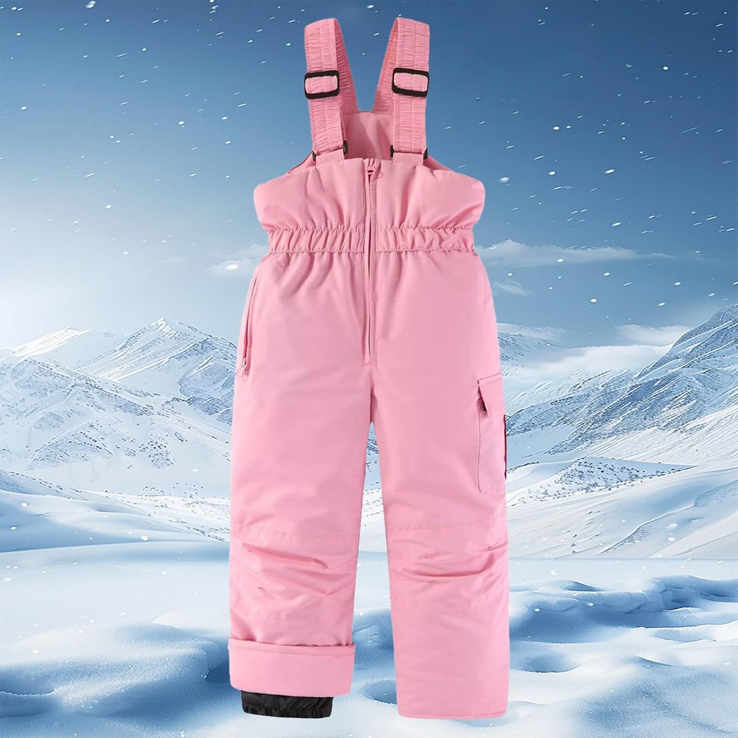 Kids Thermal Bib Pant Winter Windproof Insulated Overalls Cold Weather Outdoor Play Thick Warm Snowboarding Ski