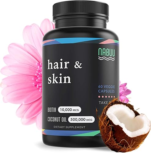NABUU Biotina - Apoya el cabello la piel y las uñas saludables - Suplemento vitamínico que promueve el crecimiento del cabello para mujeres y