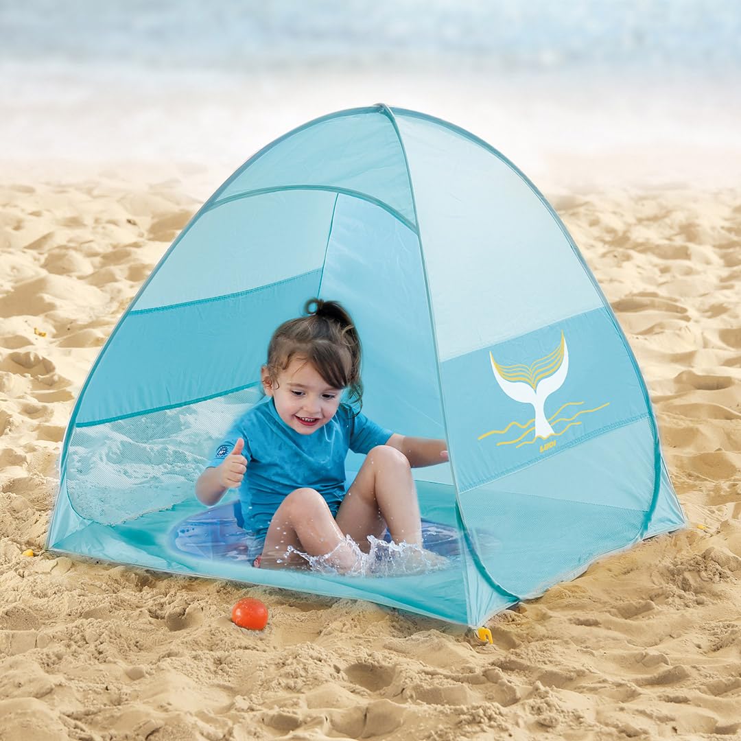 LUDI - Multifunctional tent - Beach Tent - Pop-Up - Anti UV 50 - with built-in paddling pool - Windproof - Fixing pegs