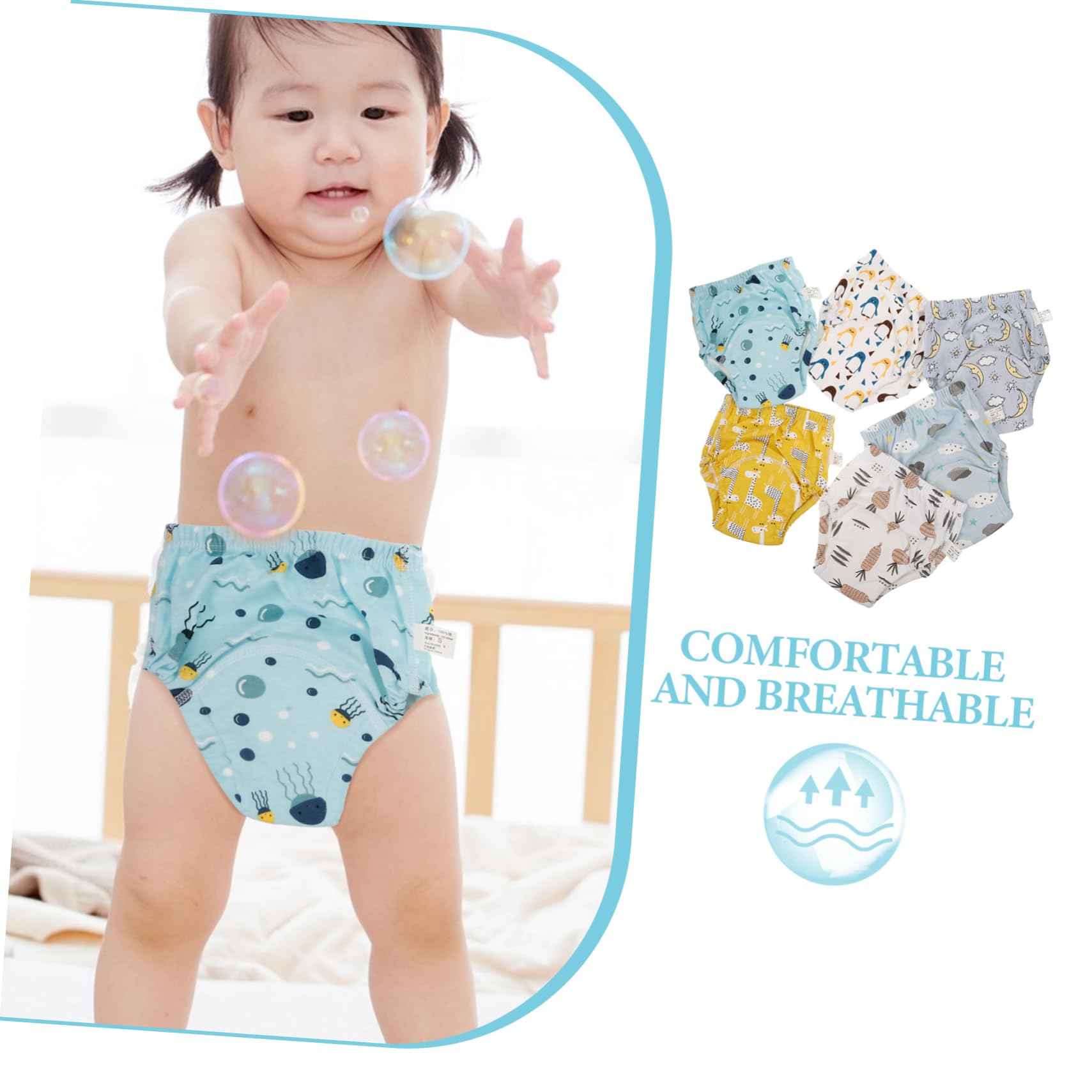 Braguita de Aprendizaje Reutilizable para Ñiño, Algodón, 6 Piezas, Cómoda y Transpirable, Adecuado para Entrenamiento al Orinal, Talla S