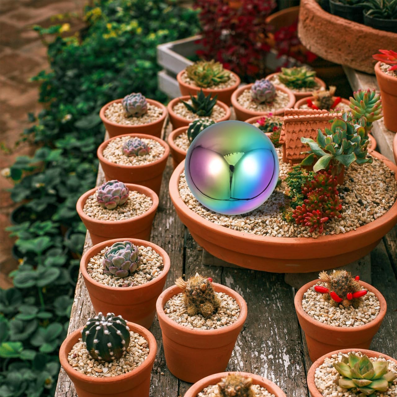 Colorful Stainless Steel Gazing Ball for Outdoor Yard Patio Decor, 15cm