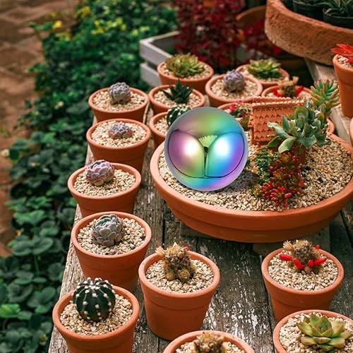 Miniatura 7 de Healvian Bola de observación de acero inoxidable espejo de jardín globo superficie bola esfera redonda decoración jardín decoración 5.9 in