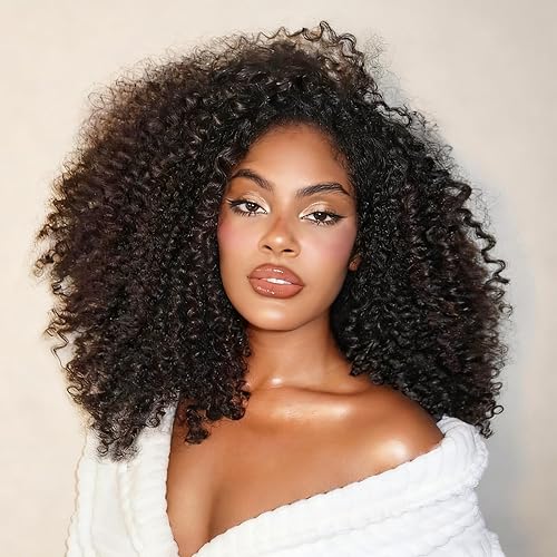 Half Wig Human Hair Kinky Curly Half Wig 200 Density