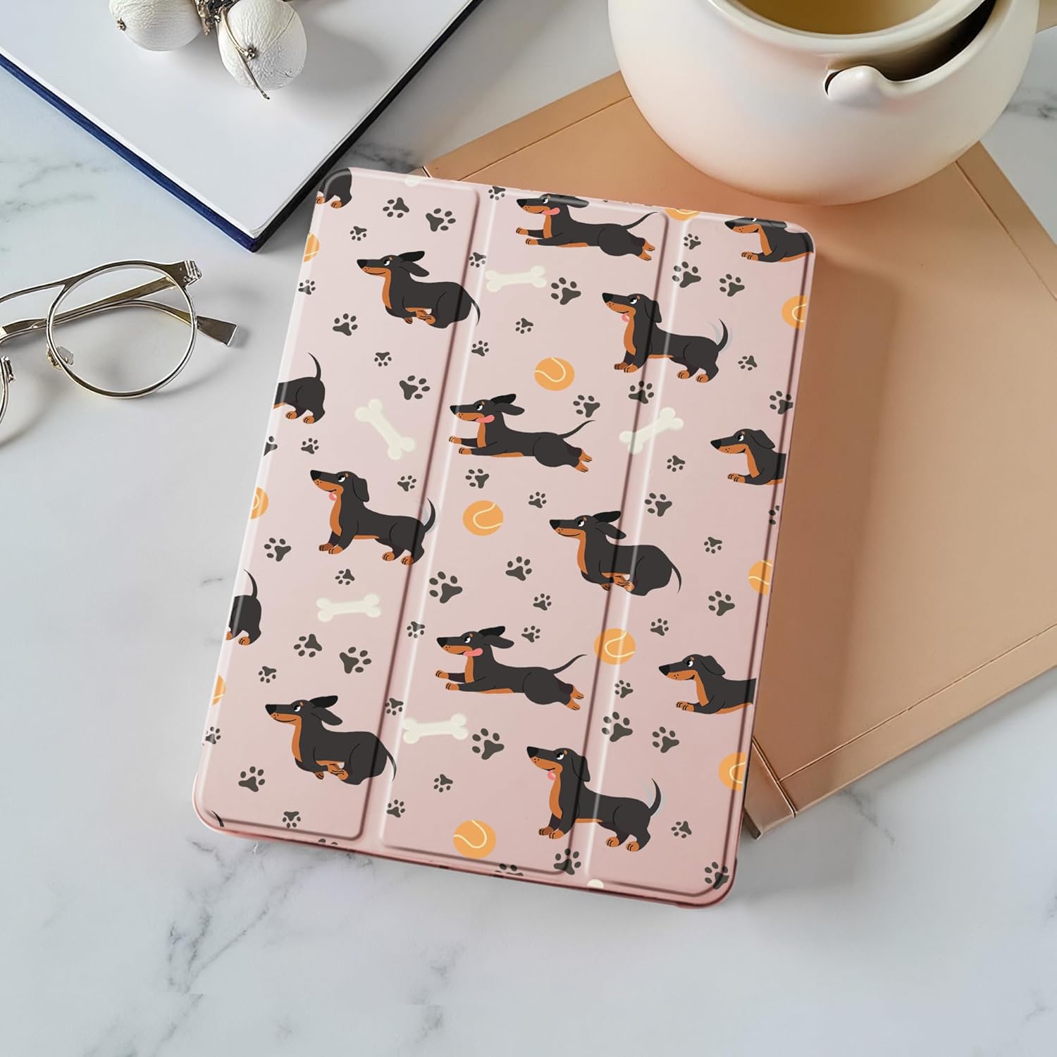 Idocolors Cute Dachshund Dog Case for 10.2" iPad 9th/7th/8th Generation, Clear TPU Smart Stand Back Cover with Pencil Holder, Auto Wake/Sleep Protective Case for iPad 2021/2020/2019 - Image 2