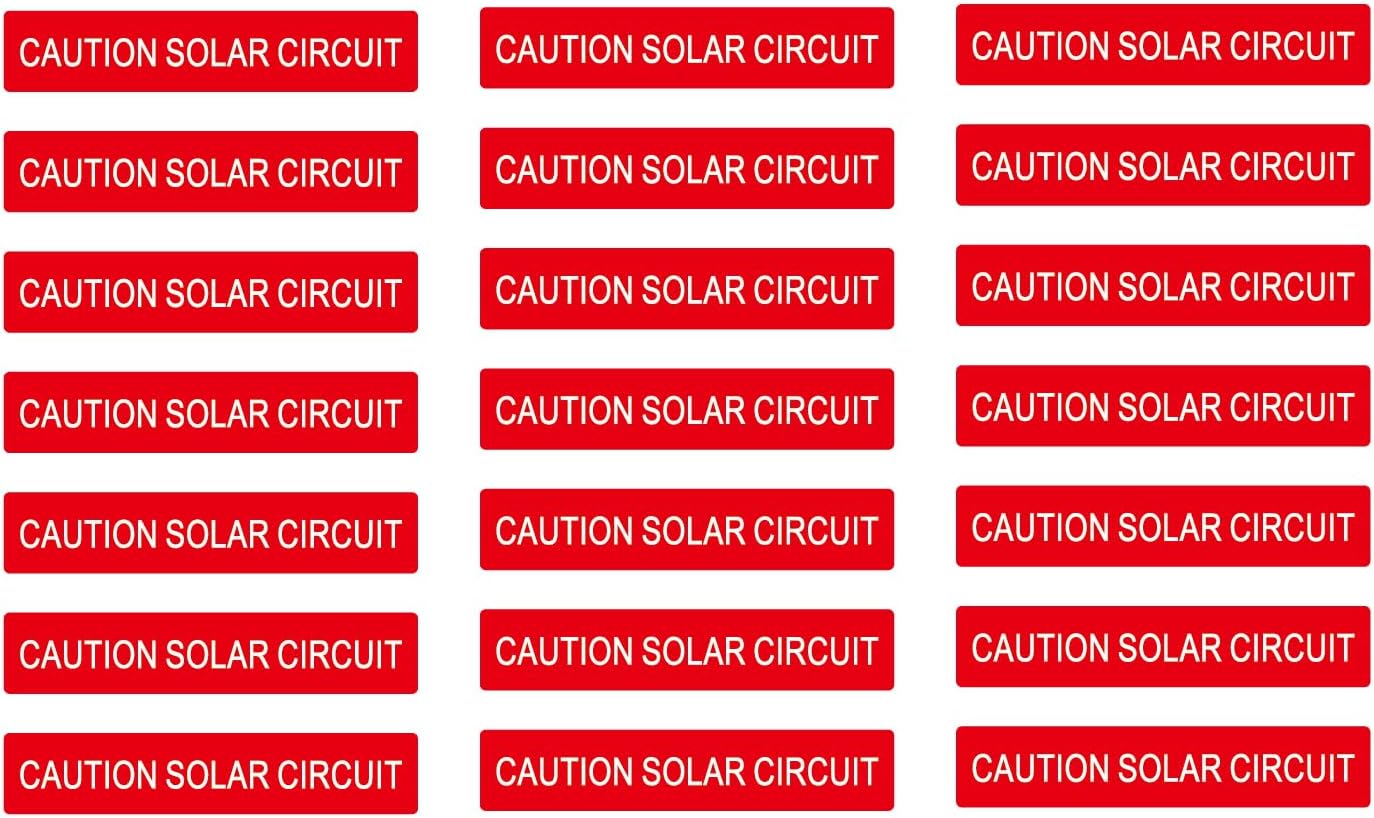 21 Pack Premium PV Labels Printed with Caution Solar Circuit | Outdoor Rated PV Stickers | Solar Stickers | PV Label | Solar Label