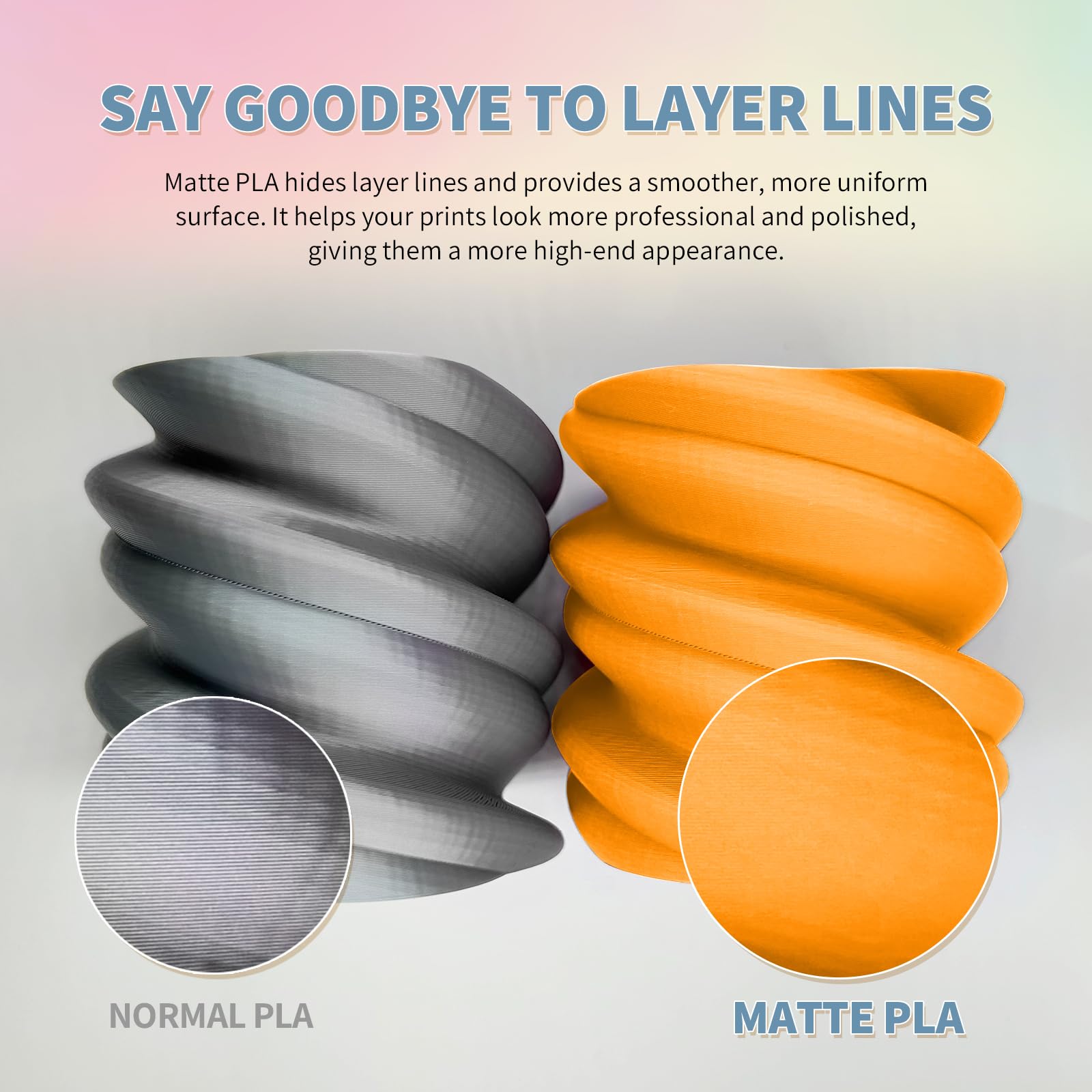 OVERTURE Filamento Matte PLA 1.75mm, 1kg Bobina (2.2lbs) Opaco PLA Filamenti per Stampante 3D, Neatly Wound Filamento Precisione Dimensionale +/- 0.02 mm, Matte Arancia