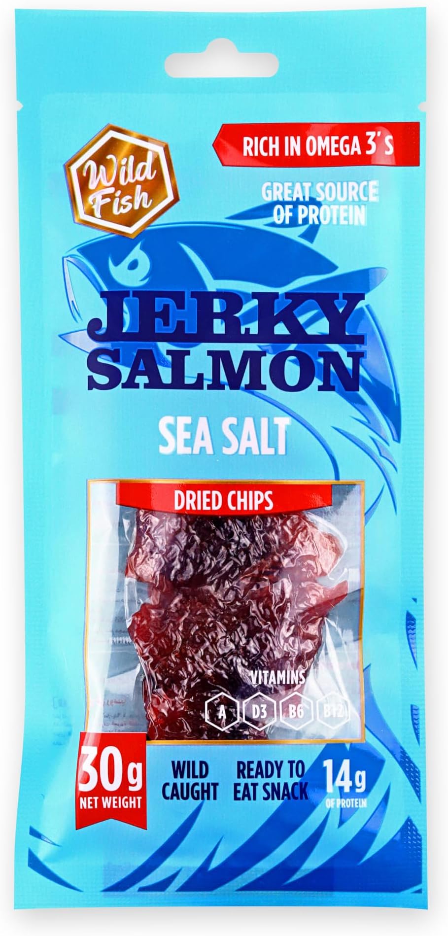 Jerky Salmon Dried Chips Sea Salt 30g