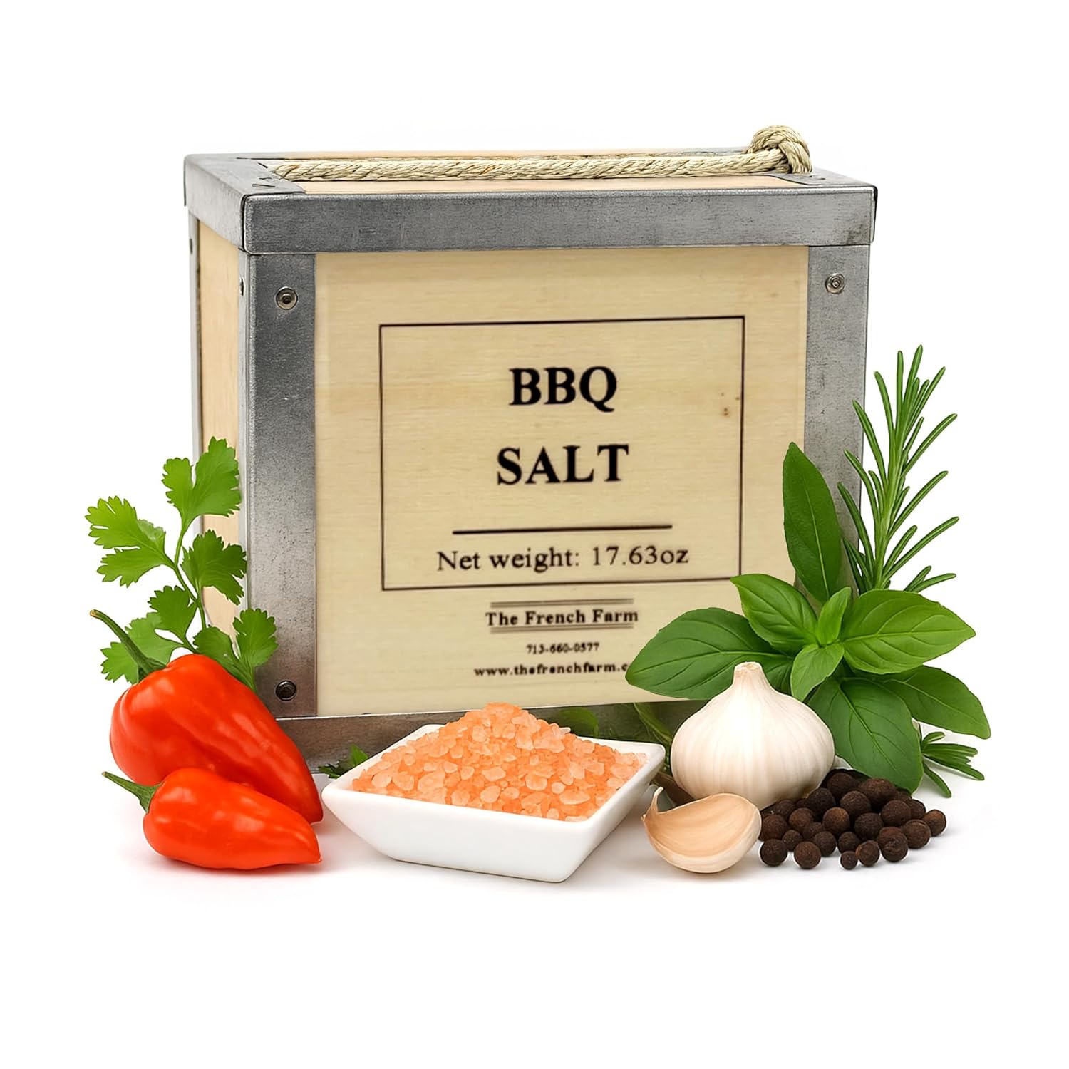 The French Farm Sea Salt BBQ Salt Box 17.64oz – Gourmet French Seasoning for Grilling, Smoking, and Cooking – All-Natural Handcrafted Sea Salt Blend for Meat, Veggies, Premium Culinary Salt