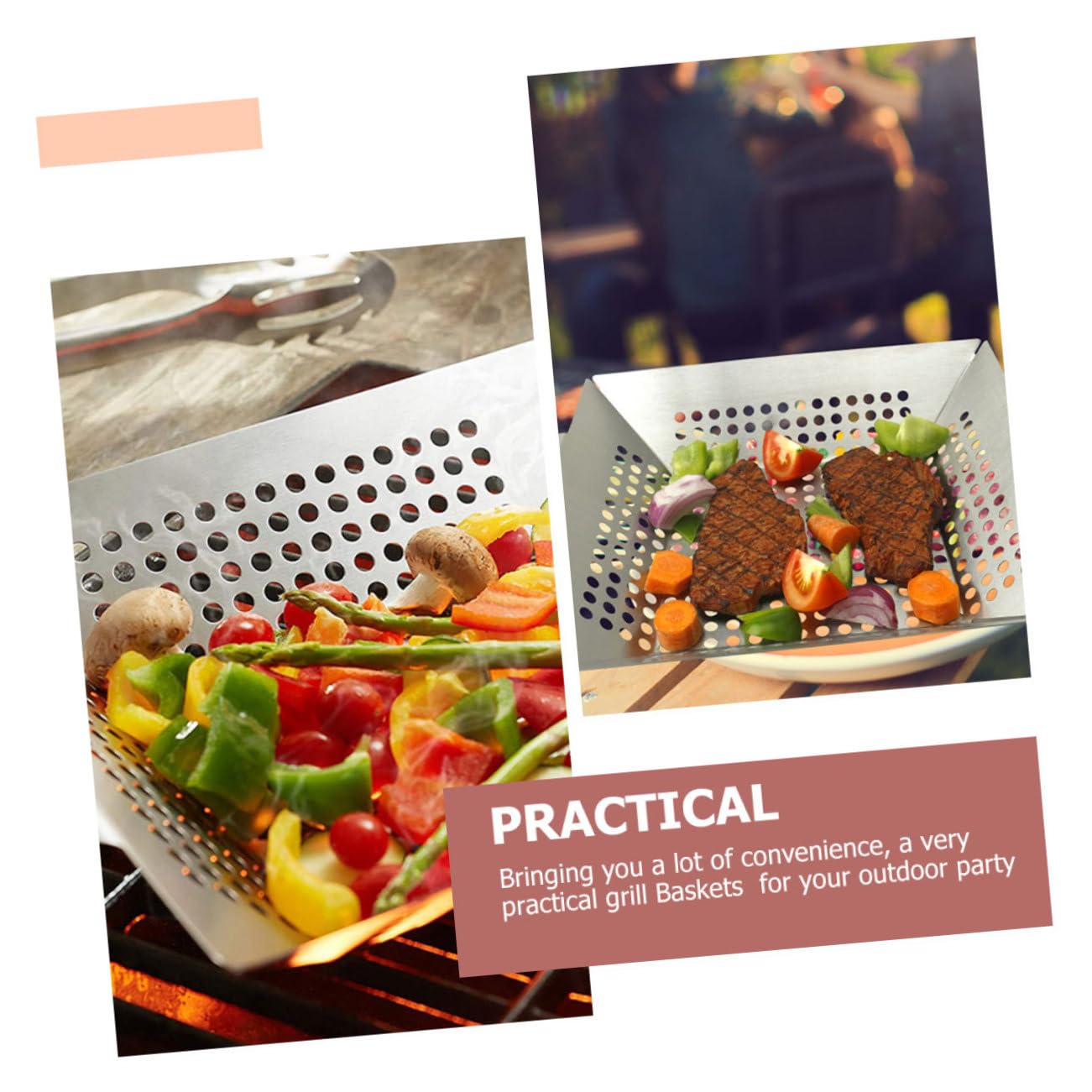 2 Pezzi Barbecue Inossidabile per Verdure e Grigliate per Picnic e Strumento Portatile per Ristoranti