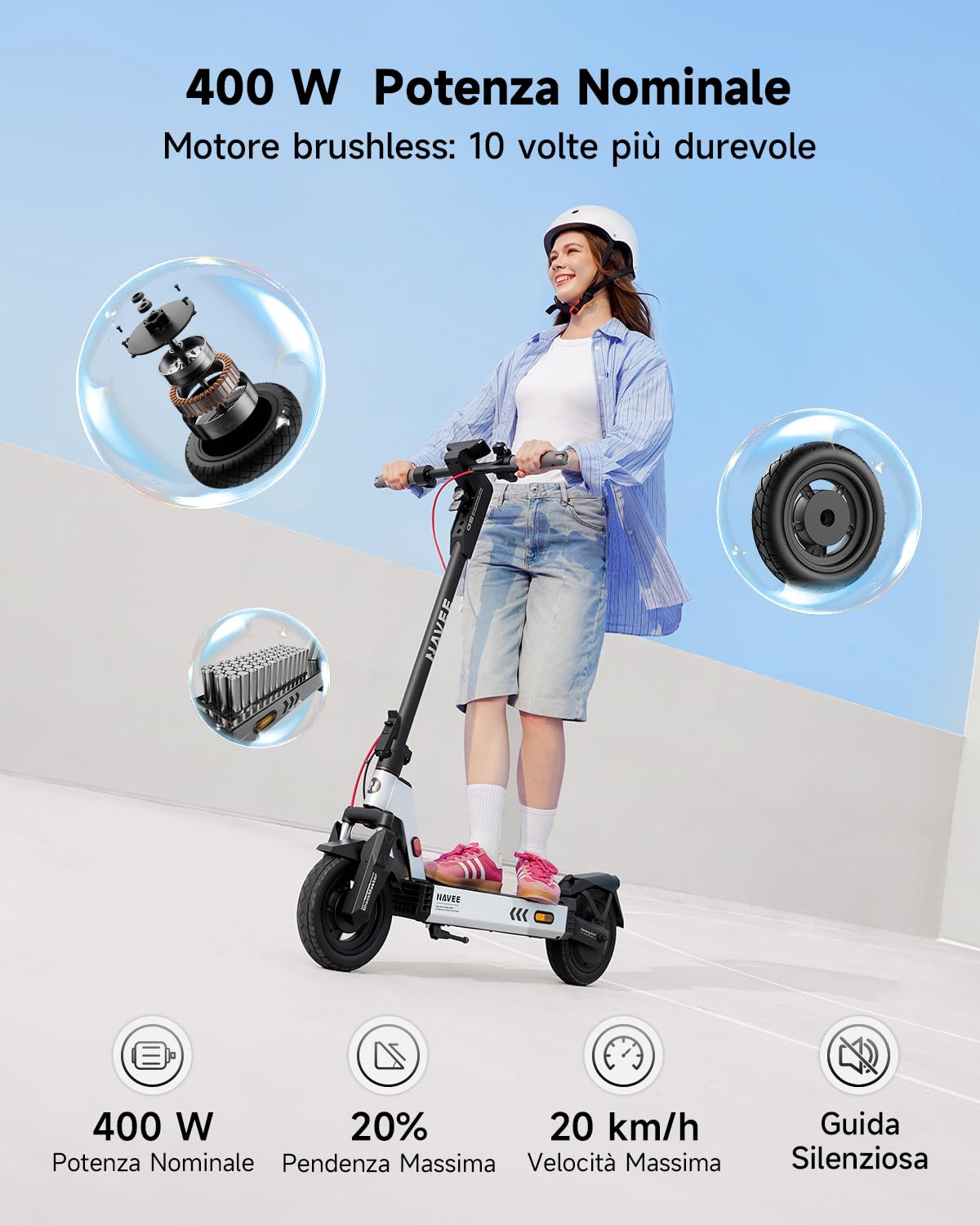 NAVEE G5Pro Monopattino Elettrico Pieghevole per Adulti, 55km Autonomia | Ruote 10" Tubeless, Doppia Sospensione, Apple Find My, TCS, Pendenza 20%