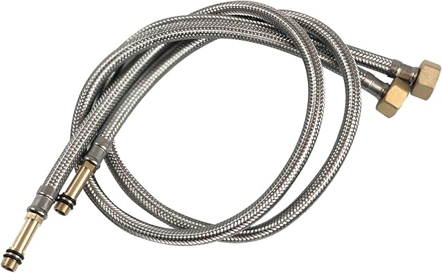 Pack of 2 Flexible Pipe Tap Connector Stainless Steel Braided Hose M10 (10mm) x 1/2" 80cm Long