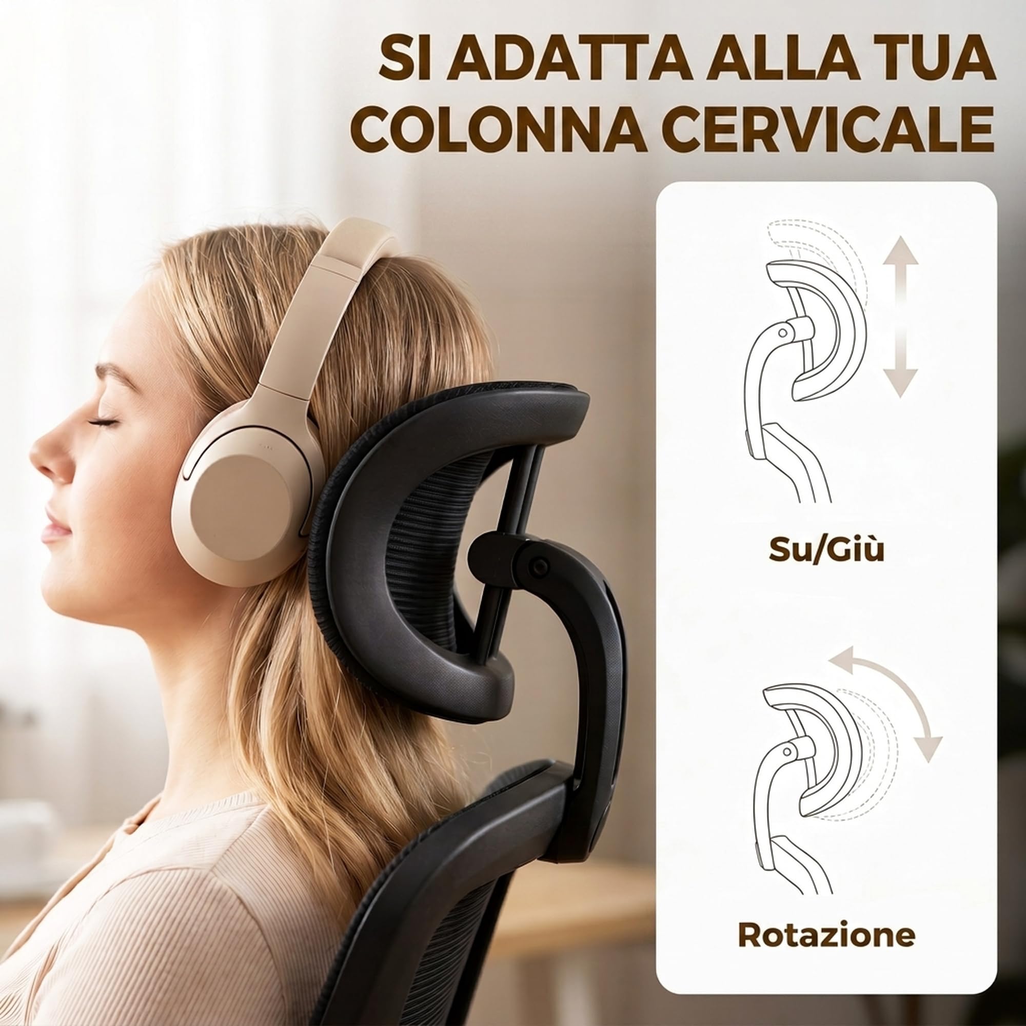 HOMCOM Sedia Ufficio Ergonomica Poltrona, Supporto Lombare Regolabile, Nera