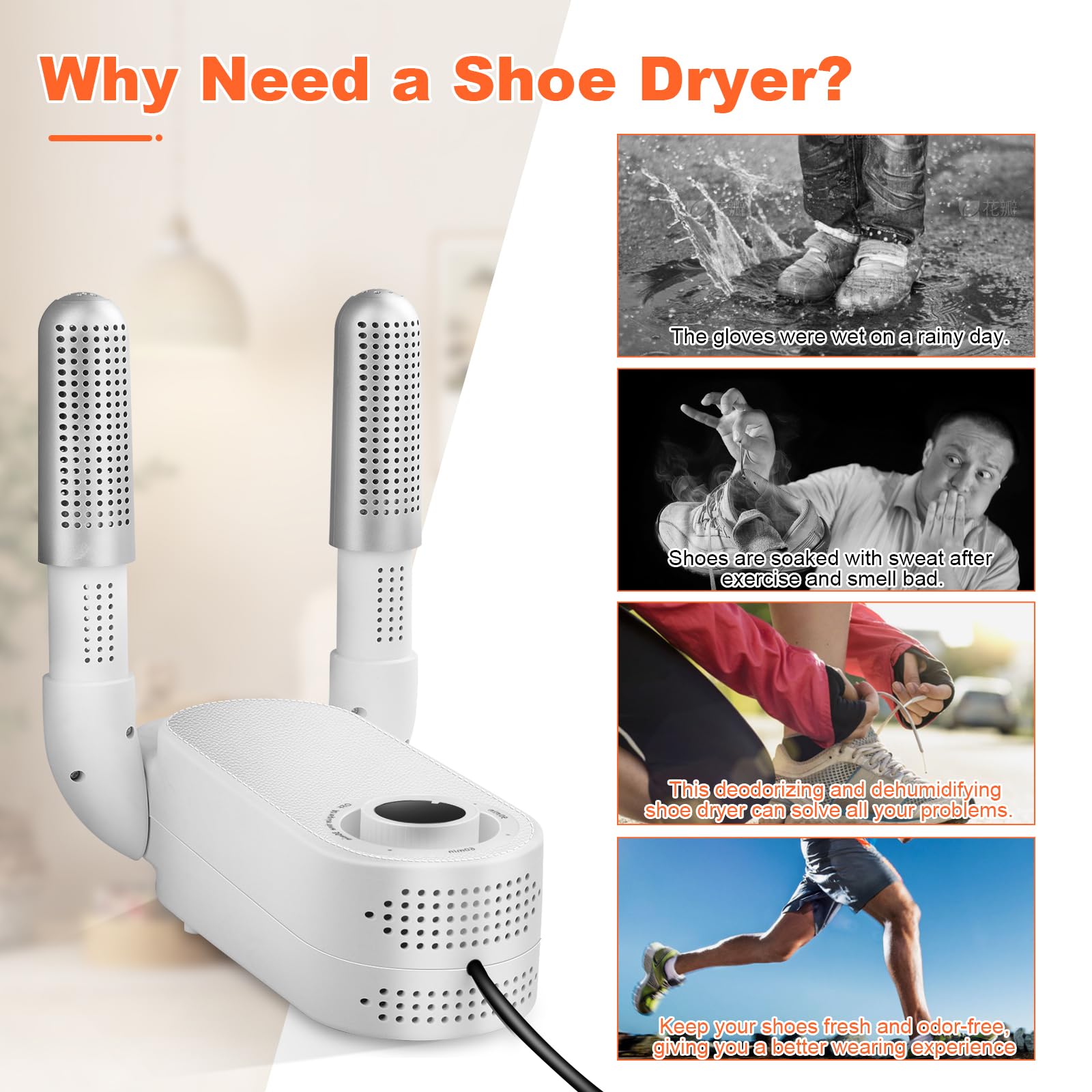 NZQXJXZ Schuhtrockner Elektrisch mit Intelligentem Timer, Faltbarem Design und Schnell Trocknendem Elektrischem Handschuhtrockner, Beseitigt Effektiv Gerüche und Antibakteriell (EU-Stecker)