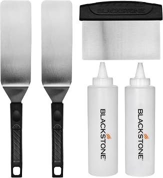 Blackstone 1542 5-Piece Professional Griddle Accessory Toolkit | 2 Squeeze Bottles, 2 Spatulas, 1 Scraper