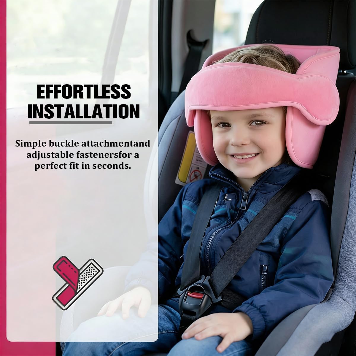 HZEL Car Seat Head Support Band, Soft Comfortable Adjustable Headhold Carseat Neck Relief Support Strap for Sleeping Travelling, Automotive Seat Head Neck Holder Band, Universal Fit (Gray)