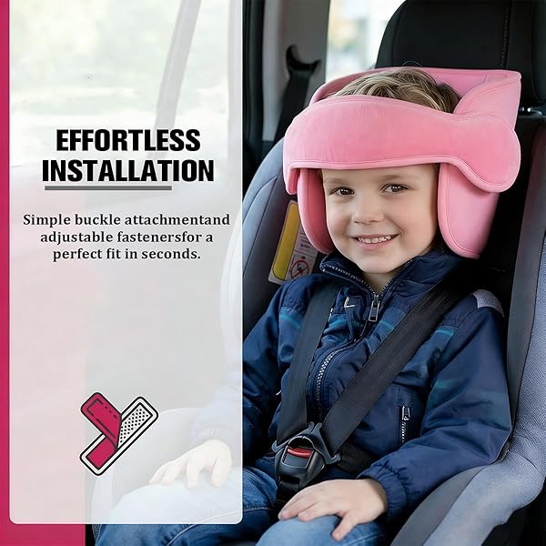 HZEL Car Seat Head Support Band, Soft Comfortable Adjustable Headhold Carseat Neck Relief Support Strap for Sleeping Travelling, Automotive Seat Head Neck Holder Band, Universal Fit (Black) - 3