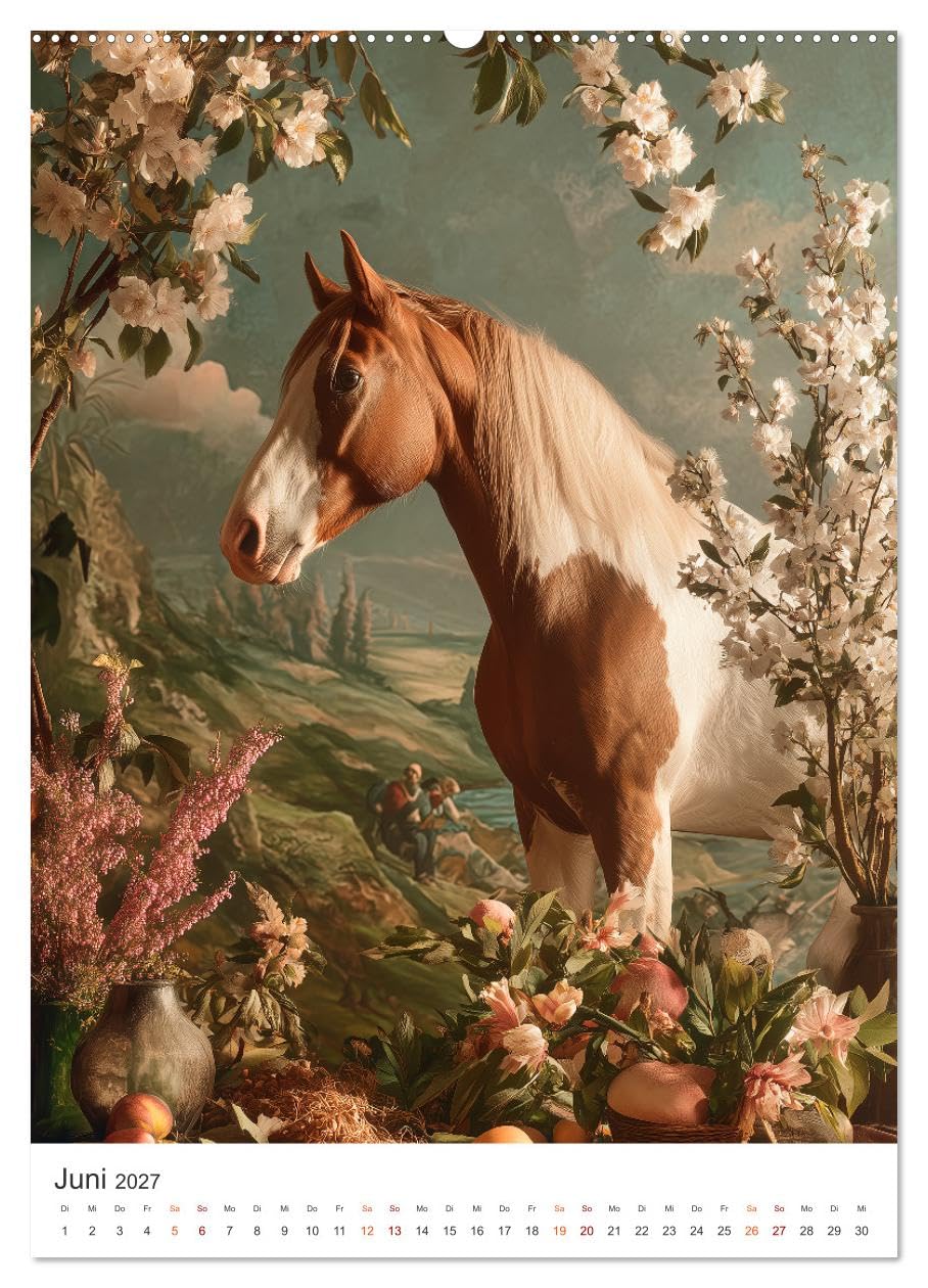 Edle Pferde (hochwertiger Premium Wandkalender 2027 DIN A2 hoch), Kunstdruck in Hochglanz: Pferde, wie man sie fühlt: still, stark und voller ... bis zur sommerlichen Weite. (CALVENDO Tiere)